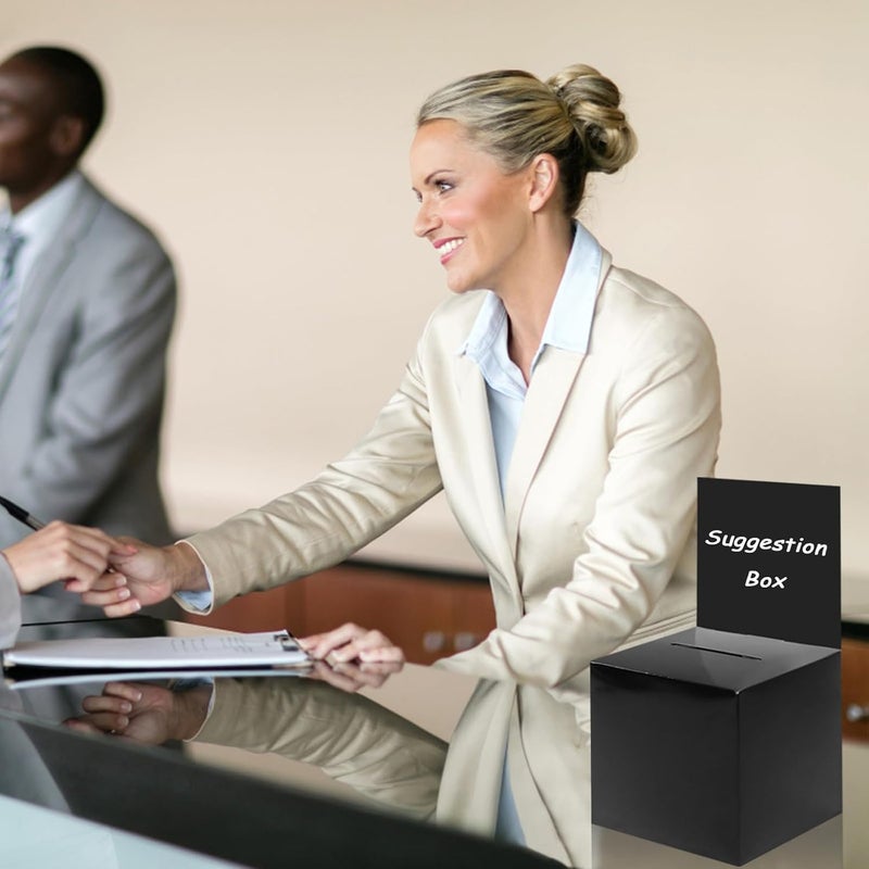 Ysglory 12 Pack Raffle Ticket Box Black Cardboard Suggestion Box with Slot Donation Ballot Boxes for Fundraising Collecting Business Card Voting Contest, 6 x 6 x 6 Inches - Image 4